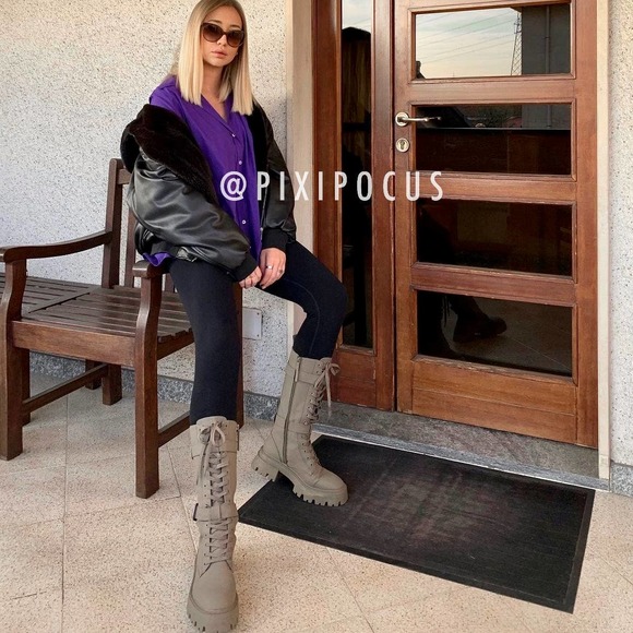 ZARA WAX FINISH LACE UP BOOTS MILITARY GREEN - Picture 4 of 16